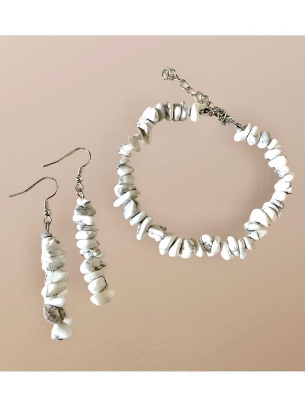 Natural Stone Handcrafted Jewelry Boho Bracelet Earrings